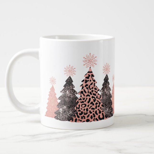 Glamour Leopardsprint Julgranar Jumbo Mugg (Vänster)