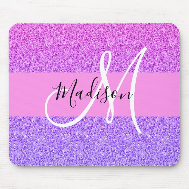 Glamour lila rosa glitter glitter gradient monogra musmatta (Framsidan)