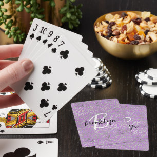 Glamour lila silver leopardfläckar script monogram casinokort