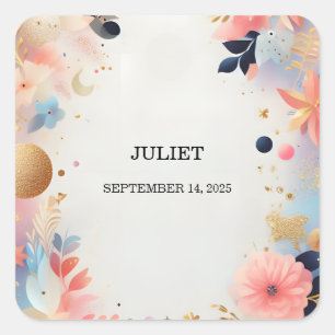Glamour Ljust Pastell Ombre Glitter Bröllopsfest Fyrkantigt Klistermärke