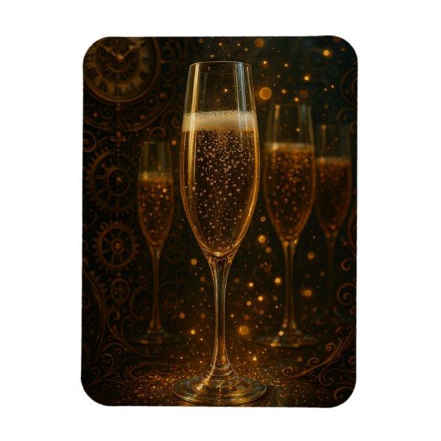 Glamour Lyckligt Nytt År Steampunk Champagne  Magnet (Vertikal)