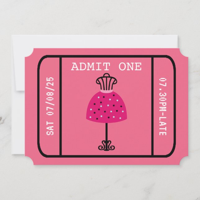 Glamour mode show party natt flickbiljett inbjudningar (Framsida)