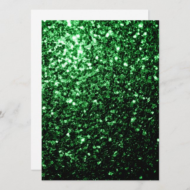 Glamour Mörkgrön glitter gnistrar Personlig  Inbjudningar (Fram/baksida)