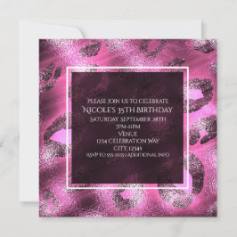 Glamour Rosa Leopardtryck Partyinbjudan Inbjudningar