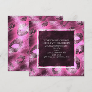 Glamour Rosa Leopardtryck Partyinbjudan Inbjudningar