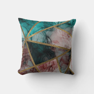 Glamour Rost Rosa Turkos & Guld Chic Modern Glamou Kudde