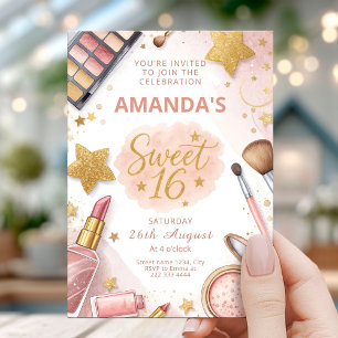 Glamour-smink Sweet Sixteen-fest Inbjudningar