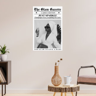 Glamour Tidning Svart Kvinna Badrum Mode Dekor