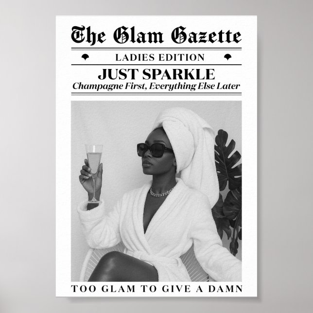 Glamour Tidning Svart Kvinna Badrum Mode Dekor (Framsidan)