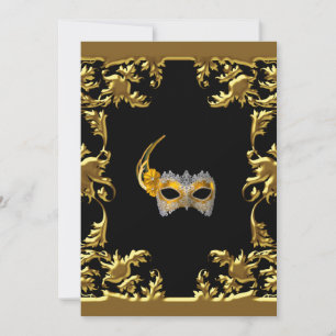 Glamourbal Maskerad Elegant Svart Guld Inbjudningar