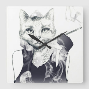 Glamourkatt Fyrkantig Klocka