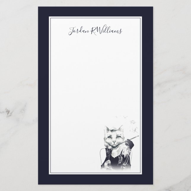 Glamourkatten | tillfogar ditt namn brevpapper (Framsida)