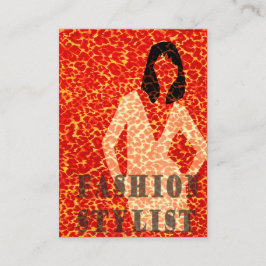 Glamourkvinna på rött Leopardtryck för Safari Visitkort