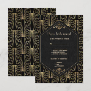 Glamourös 20-tals Great Gatsby Art Deco Bröllop OSA Kort