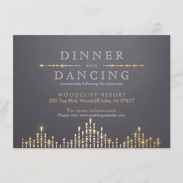 Glamourös art deco bröllopsmottagning i guld tilläggskort (Framsida)