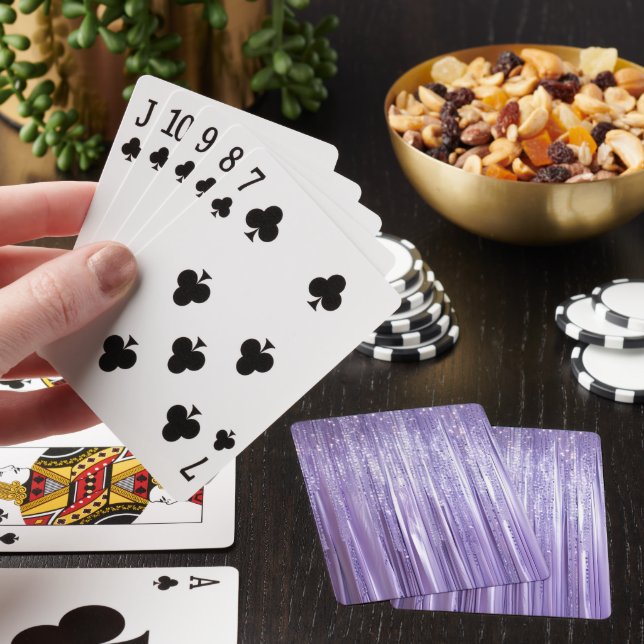 Glamourös flickaktig lila glitterränder casinokort (På plats)