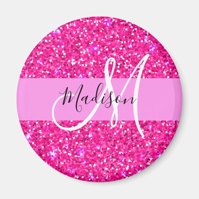 Glamourös, flickaktig, varmgul glittergnistrande n magnet (Framsidan)