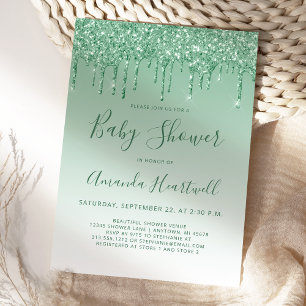 Glamourös gnistrande glittergrön baby shower-inbju