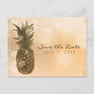 Glamourös Guld Ananas Elegant Spara Datum Meddelande Vykort