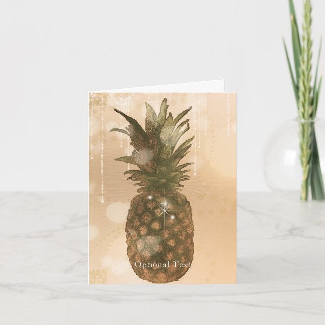 Glamourös Guld Pineapple Elegant Tacksedel Tack Kort (Framsida)