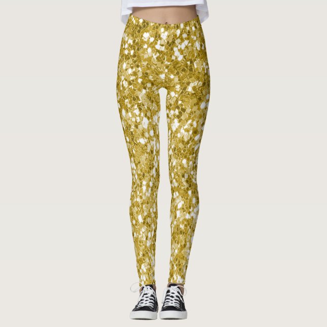 Glamourös guldglitter leggings (Framsida)