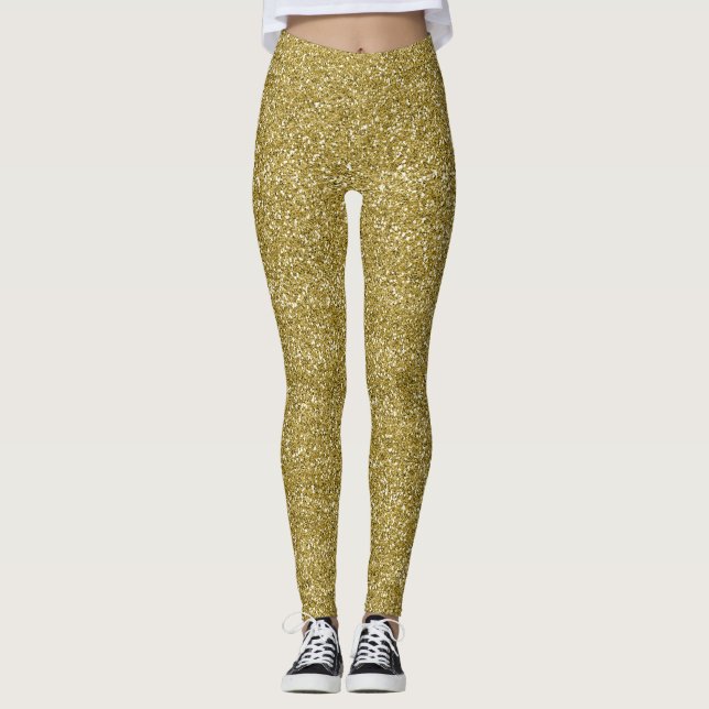 Glamourös guldglitter leggings (Framsida)