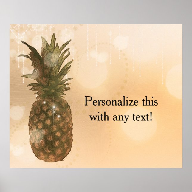 Glamourös guldpineapple elegant festlig bander kon poster (Framsidan)
