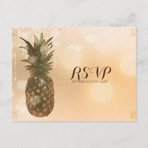 Glamourös gyllene ananas elegant bröllops-RSVP Inbjudan Vykort