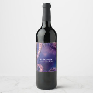 Glamourös lila glans chic glamour fest vinstickrar vinflaska etikett