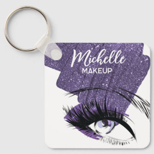 Glamourös lila gnistrande glitter ögon makeup-arti nyckelring