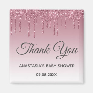 Glamourös lila rosa roséguld tack Baby Shower Magnet