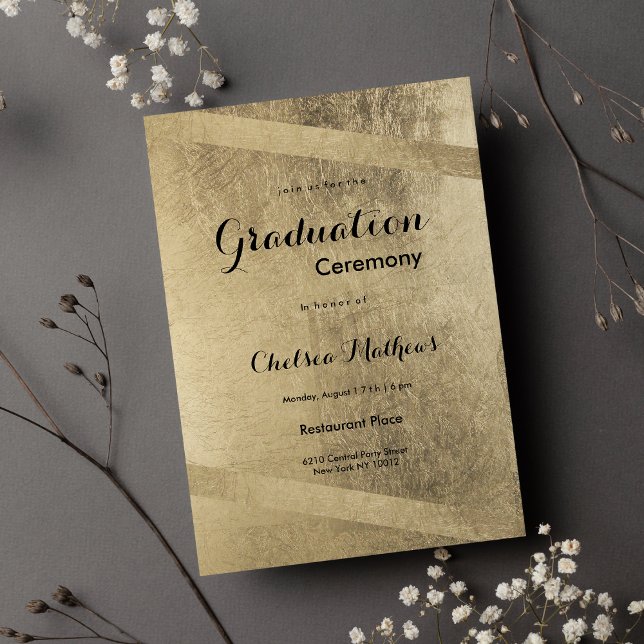 Glamourös lyxig gul geometrisk Examen Inbjudningar (Glam classy luxury gold geometrical Graduation )