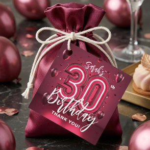 Glamourös Magenta Ballong 30-års Födelsedags Tacks Gåvor Etiketter