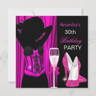 Glamourös Pink Champagne Födelsedagsfest Inbjudningar