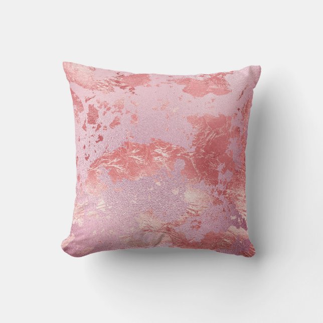 Glamourös rosa glänsande metallisk folie kudde (Framsida)