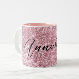 Glamourös rosa glitter Två-Tonad mugg