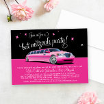 Glamourös Rosa Limousine Bat Mitzvah-fest Inbjudningar<br><div class="desc">En het rosa sträcklimousine glider under en stjärnklar svart himmel på denna glamourösa Bat Mitzvah-inbjudan,  i kombination med flödande skrift och lekfulla detaljer som tillkännager firandet. Ett roligt val för en limousine-tematiserad Bat Mitzvah,  tjejkväll eller glamourös övergångsrit. Alla evenemangsuppgifter,  datum,  adress och RSVP-information är fullt anpassningsbara.</div>
