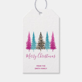 Glamourös rosa och turkos jul presentetikett