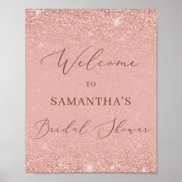 Glamourös roséguld bröllopsdusch välkomstskylt poster