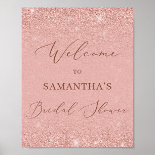 Glamourös roséguld bröllopsdusch välkomstskylt poster