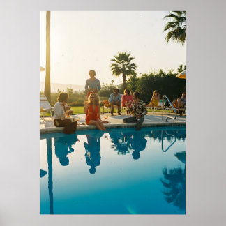 Glamourös scen vid poolen – Resor med vintageinspi Poster