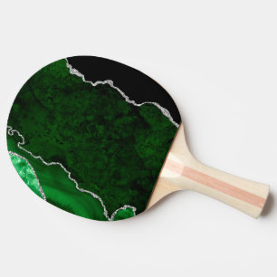 Glamourös skoggrön marmor chic silverglitter pingisracket