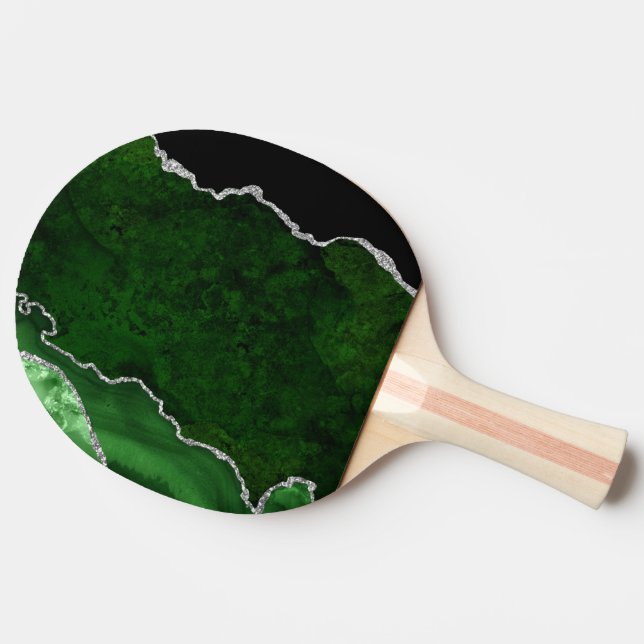 Glamourös skoggrön marmor chic silverglitter pingisracket (Sidan)