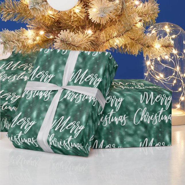 Glamourös Smaragdgrön God Jul Kalligrafi Presentpapper (Helgdagar)