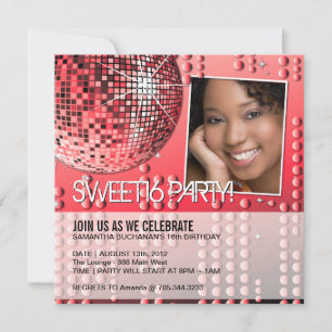 Glamourös Sweet Sixteen Diskoboll Inbjudan