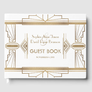 Glamourös vit Roaring 20's Great Gatsby 1920-tals  Gästböcker