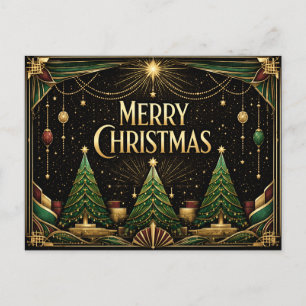 Glamourösa Art Deco God Jul träd Helg Vykort
