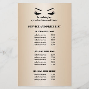 Glamourösa falska guld ÖGONFRANS SALONG SERVICE LI Flygblad