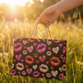 Glamourösa Glitterläppar Kyssar Svart Popkonst