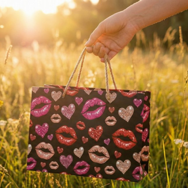 Glamourösa Glitterläppar Kyssar Svart Popkonst  (Skapare uppladdad)